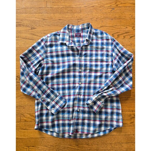 Untuckit Men's Long Sleeve Button Down Plaid Shirt Size XL Blue - Picture 1 of 7